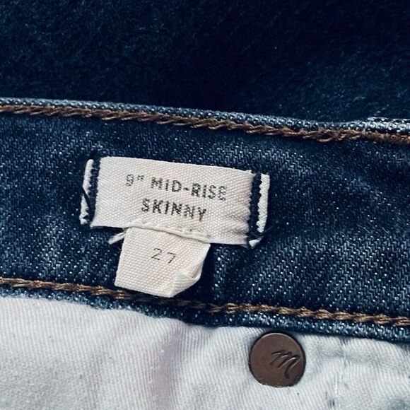 Madewell Mid-Rise Skinny Jeans Size 27 Womens Dark Wash MA938 - Picture 7 of 9